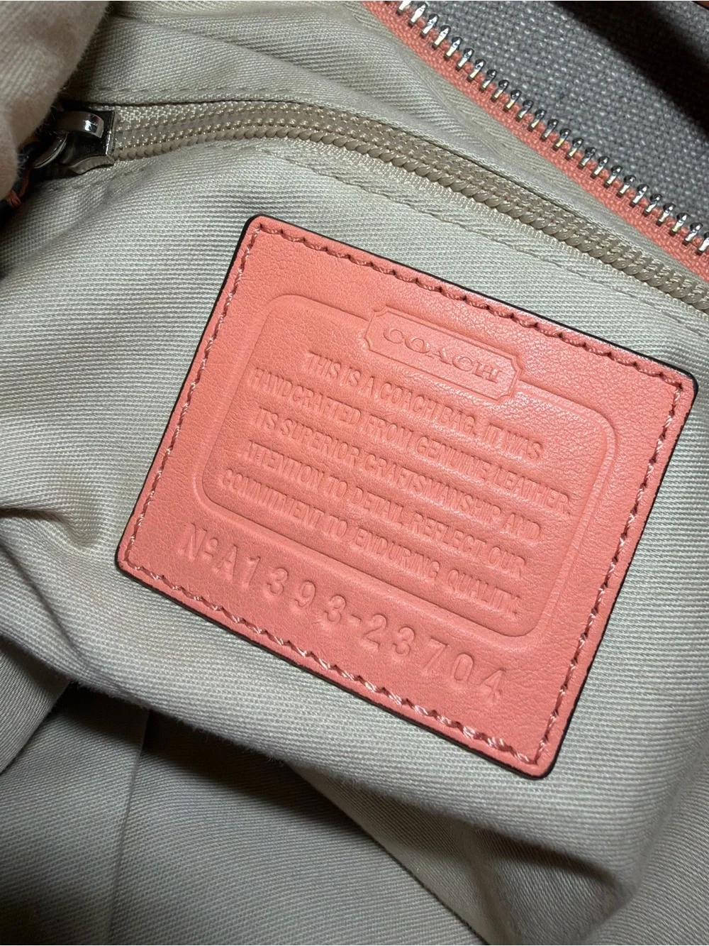 COACH Legacy Perforated Leather Courtenay Hobo 23704 SV/Coral w/Light Sand